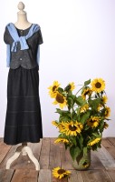 Tiered Denim Skirt Midi